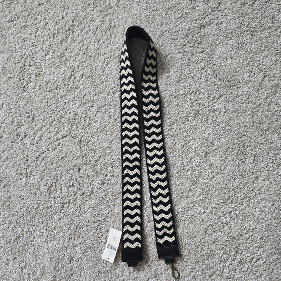 Anthropologie Black and White Beaded Chevron Shoulder Bag Strap - Picture 2 of 5